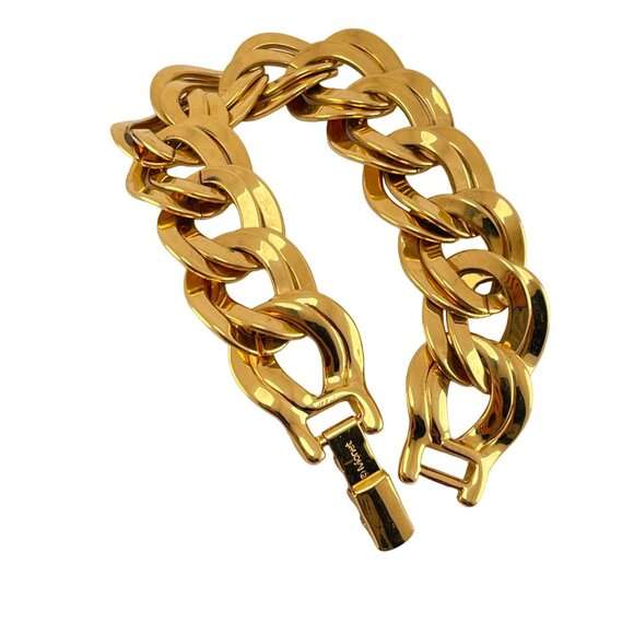 Monet Gold Plated Heavy Link Chain Bracelet 1980s Double Link - Picture 11 of 11